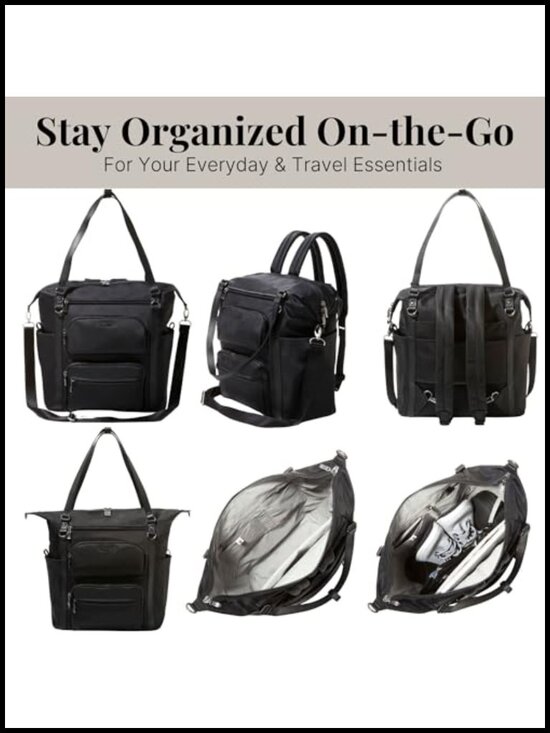 Convertible Backpack Tote Crossbody Bag with RFID Tech Laptop Sleeve